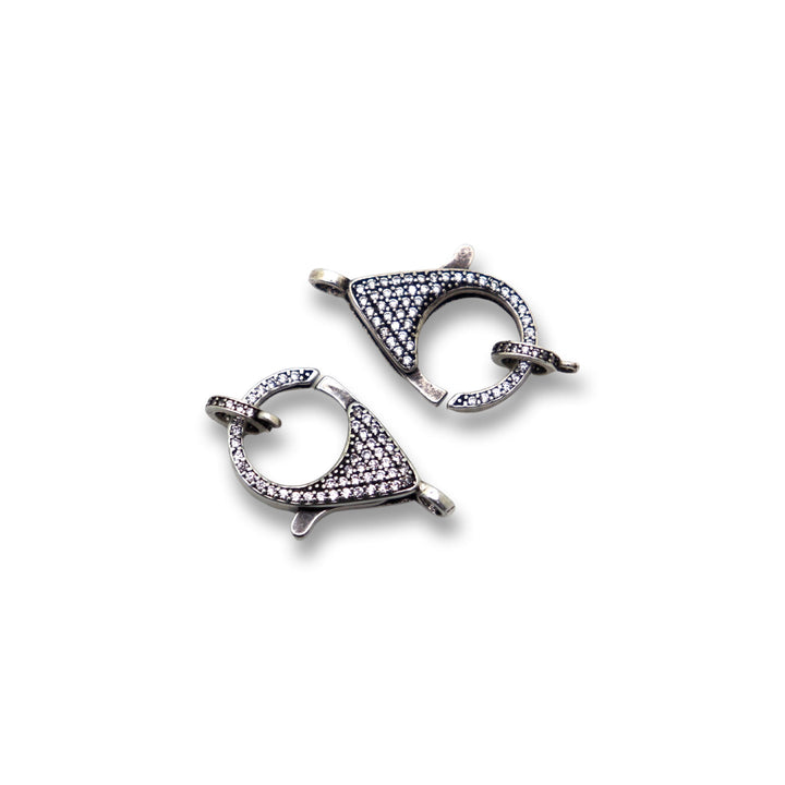 Pewter Micro Pave Round Lobster Clasp 26mm