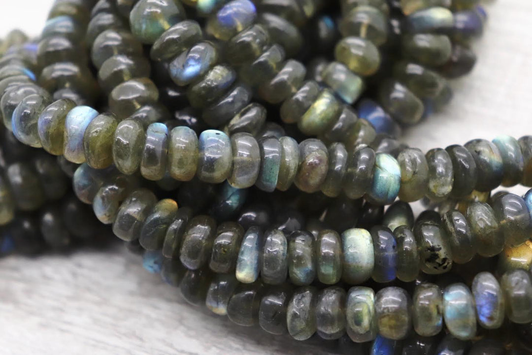 Natural Semi-precious Labradorite Rondelle Grade AAA Beads