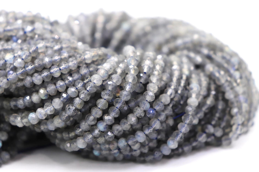 Natural Semi-precious Labradorite Rondelle Faceted 4mm Beads