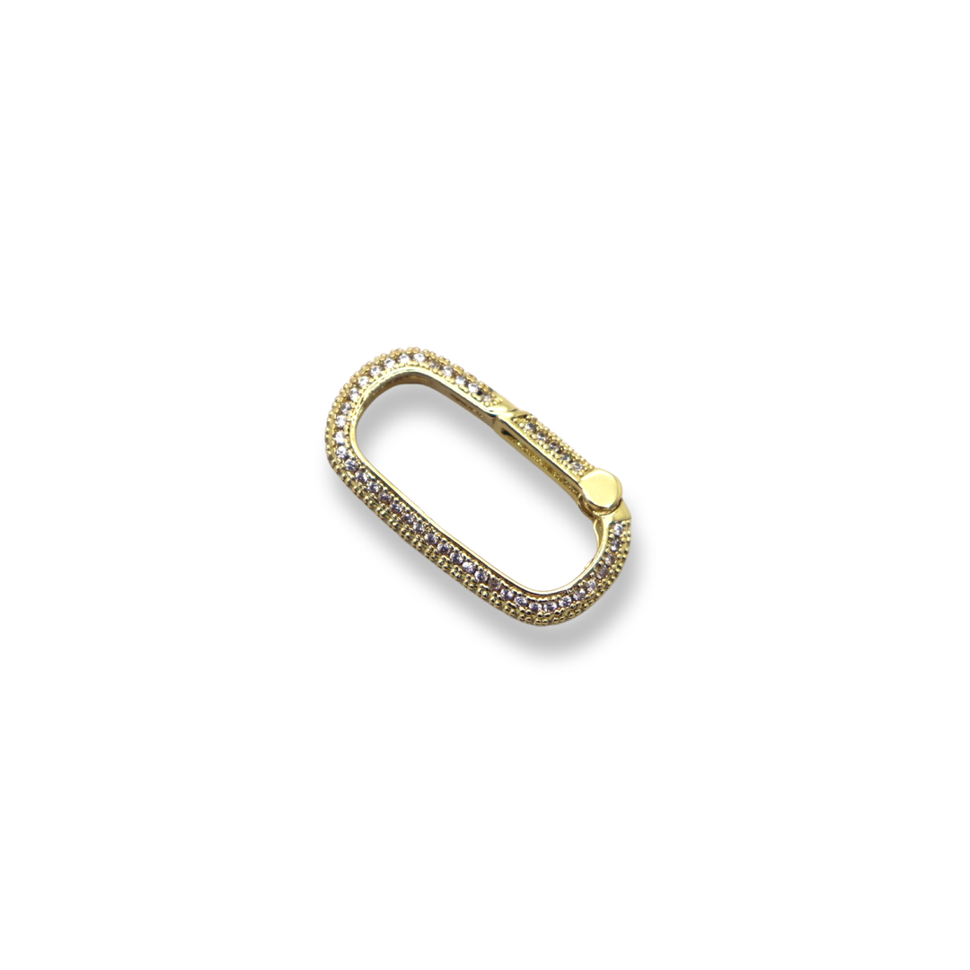 Gold Micro Pave SquaOval Spring Gate Rings