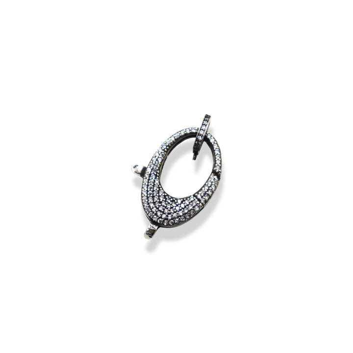 Pewter Micro Pave Chunky Oval Lobster Clasp 28mm