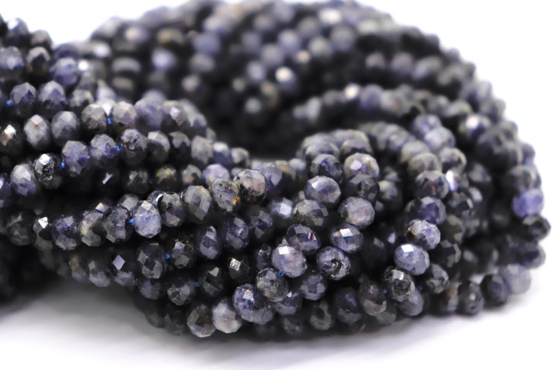 Natural Semi-precious Blue Iolite Faceted Rondelle 5.5mm Beads