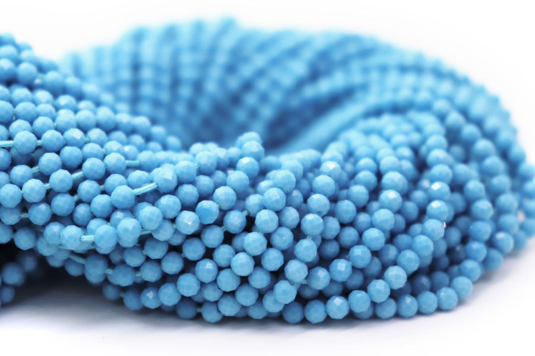 Semi-Precious Turquoise Howlite Micro Faceted 3mm Beads