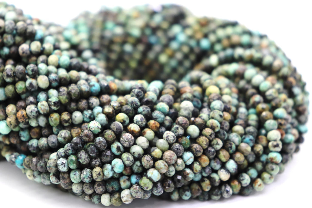 Natural Semi-Precious African Turquoise Rondelle Faceted Beads 4mm