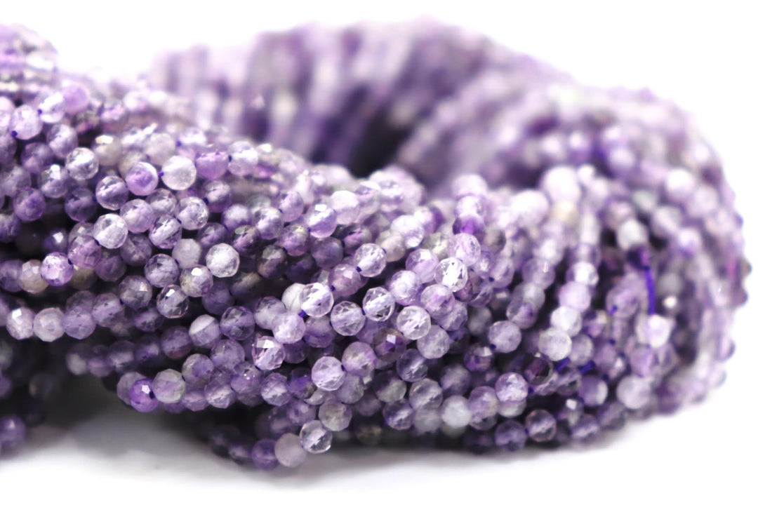 Natural Semi-precious Amethyst Round Faceted (3,4, and 4.5mm Beads)