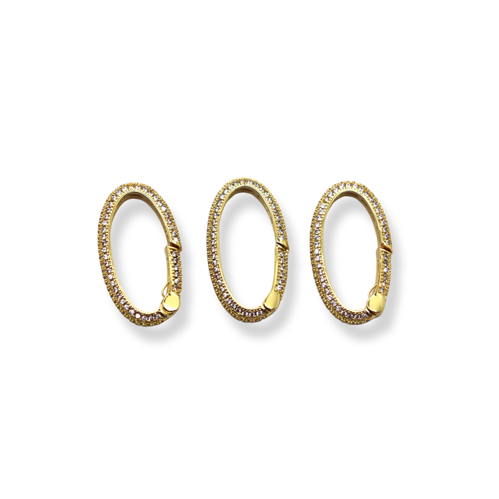 Gold Micro Pave Oval Spring Gate Rings