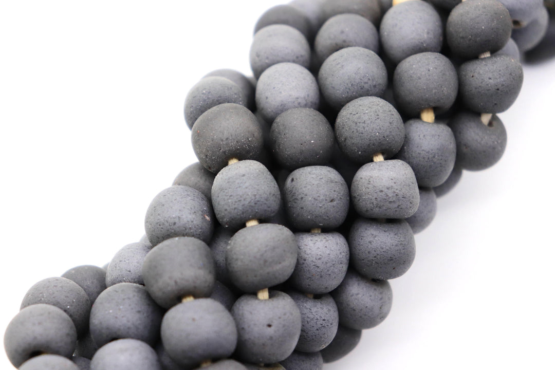 African Recycled Glass Irregular Round 14mm Beads