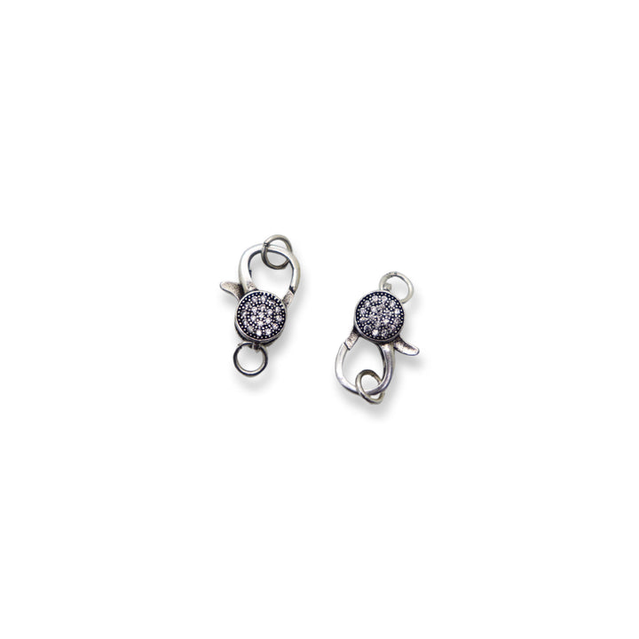 Pewter Micro Pave Round Lobster Clasp