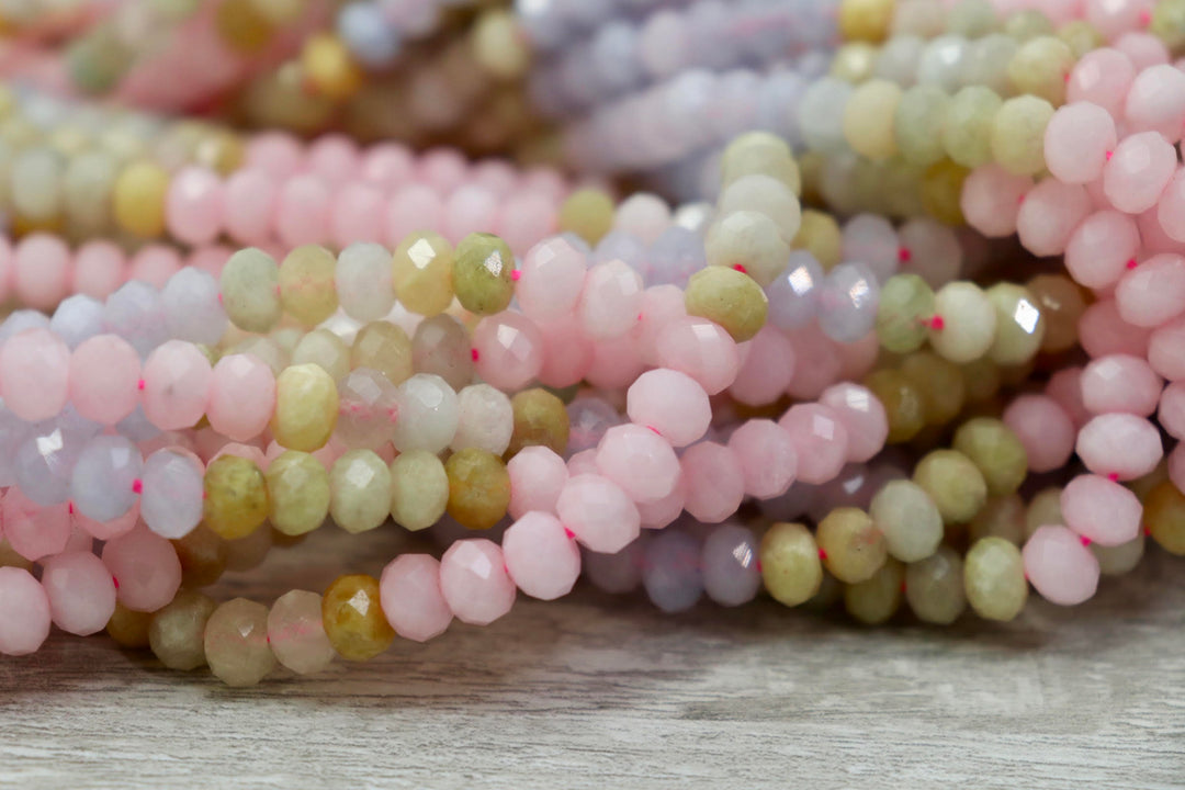 Natural Semi-Precious Morganite Rondelle Faceted 6mm Beads