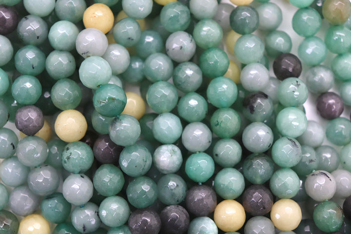 10mm  Semi-Precious Natural and Dyed Agate Round Faceted Beads