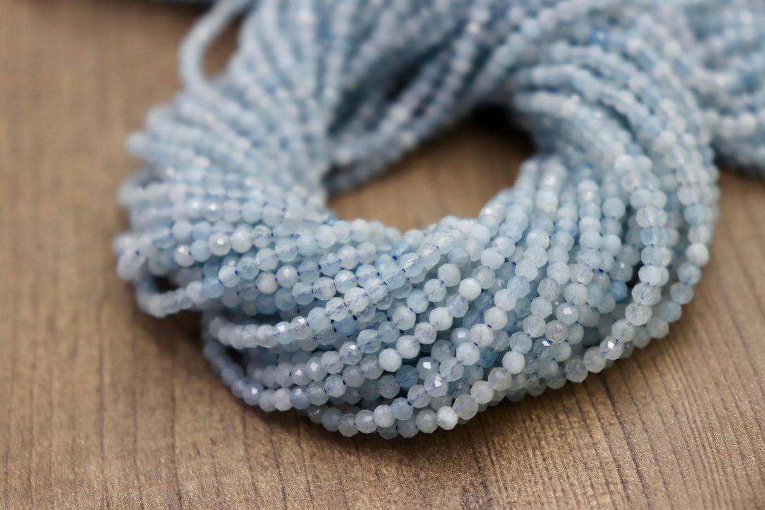 Natural Semi-precious Aquamarine MicroFaceted Beads