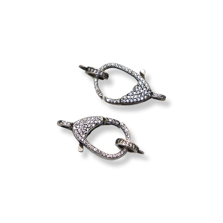 Pewter Micro Pave Round Lobster Clasp 23mm