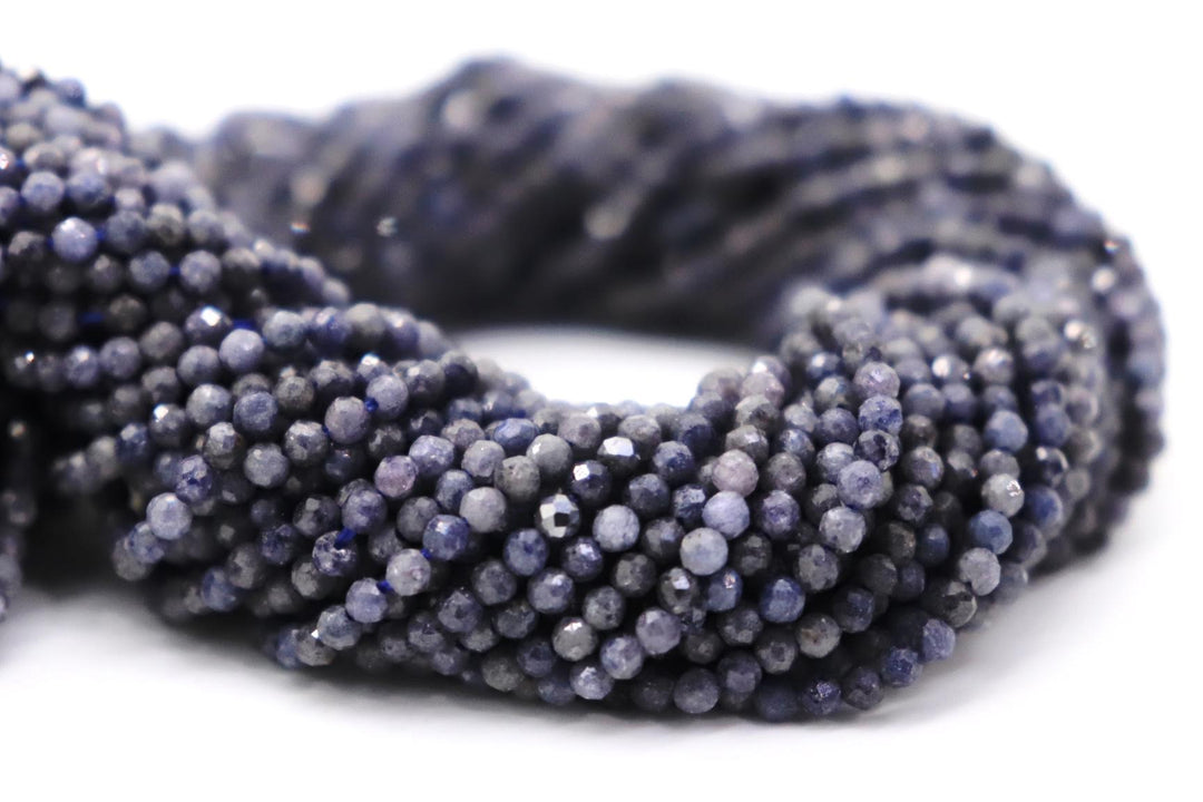 Natural Precious Stone Blue Sapphire Micro Faceted 2mm Beads