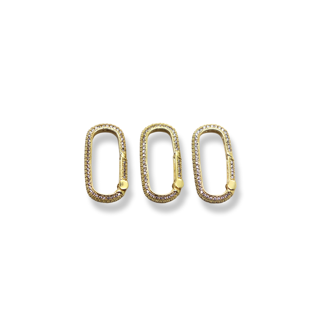 Gold Micro Pave SquaOval Spring Gate Rings