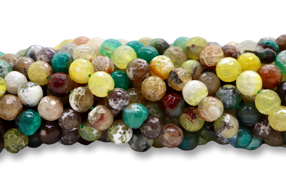 10mm  Semi-Precious Natural and Dyed Agate Round Faceted Beads