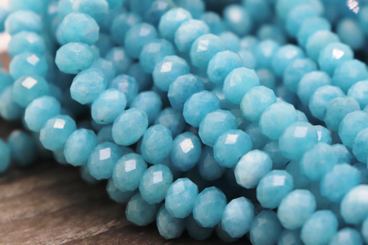 Natural Semi-Precious Peruvian Amazonite Rondelle Faceted 8mm Beads