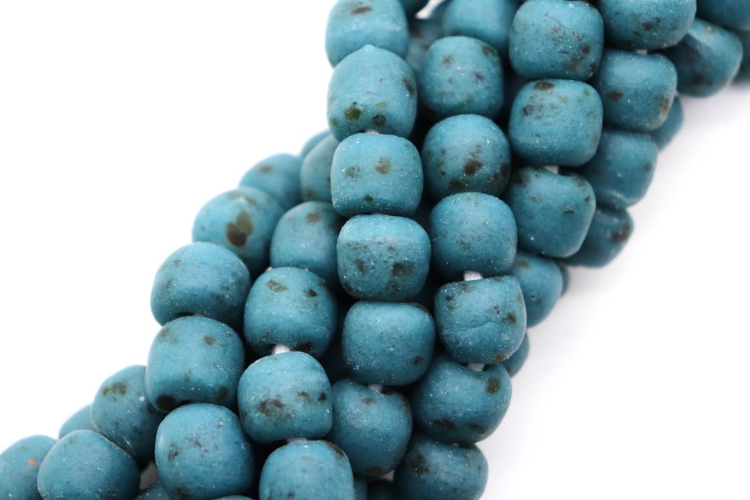 African Recycled Glass Irregular Round 14mm Beads