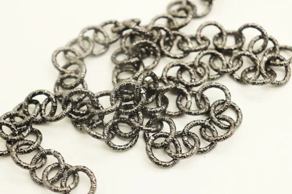 STAINLESS STEEL HEMATITE TEXTURED CIRCLE CHAIN 10.5MM | ONE FOOT