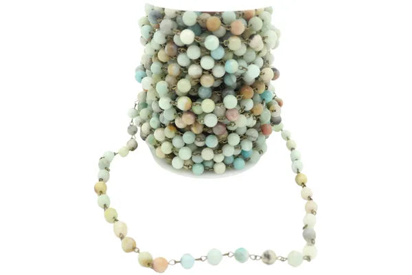 COPPER CHAIN NATURAL AMAZONITE 8MM | ONE FOOT