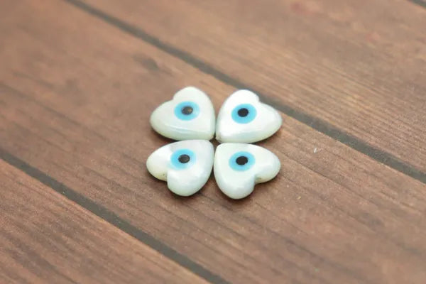 Single Natural Shell Blue Evil Eye Bead