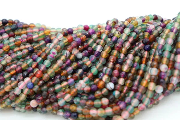 Semi-Precious Dyed Faceted Agate Mixed Colors 4mm