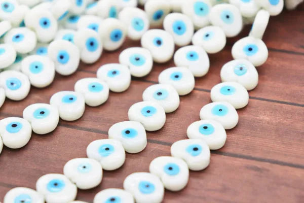 Ceramic White Evil Eye Beads