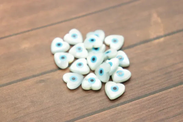 Single Natural Shell Blue Evil Eye Bead