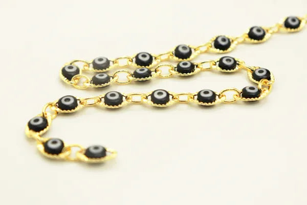 GOLD PLATED EVIL EYE CHAIN | ONE FOOT