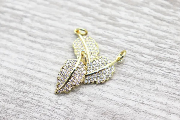 Micro pave Leaf Charm