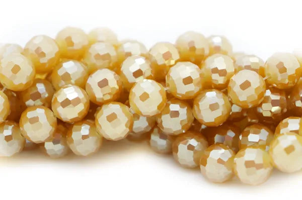 FACETED ELECTROPLATED ROUNDED CRYSTAL 10MM 36 BEADS