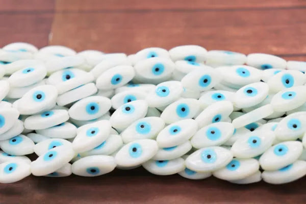 Ceramic White Evil Eye Beads