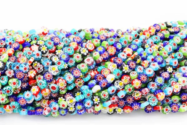 Millefiori Flower Lampworked Glass Beads