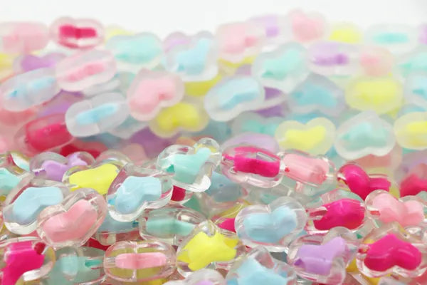 Frosted and Glossy Acrylic Beads / One strand 16" inches
