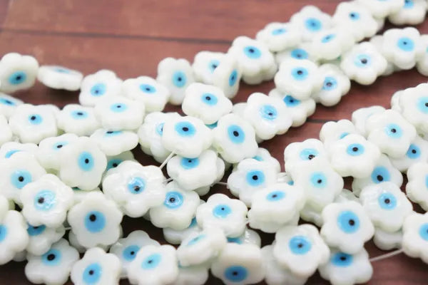 Ceramic White Evil Eye Beads