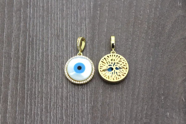 Round Pearl Evil Eye Micro-pave Pendant