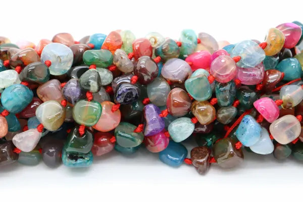 Semi-Precious Natural Multi-Color Nugget Agate Beads