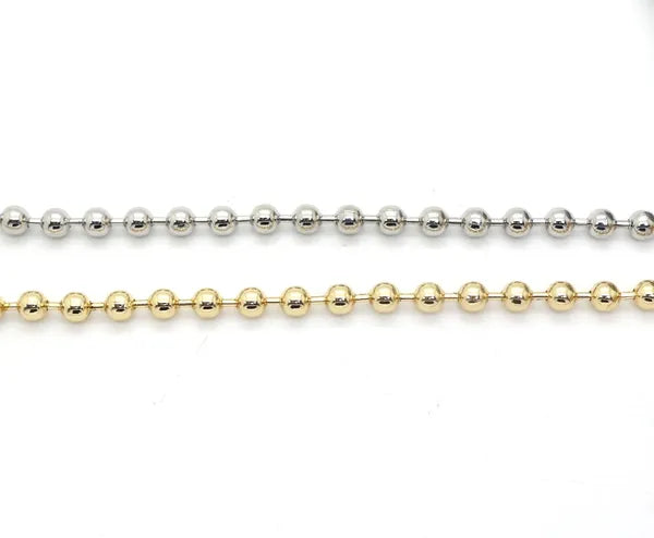 STAINLESS STEEL/GOLD PLATED BALL CHAIN | PER ONE FOOT