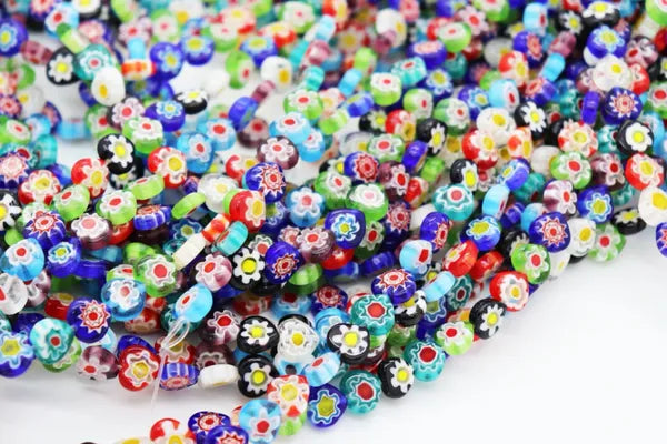 Millefiori Flower Lampworked Glass Beads