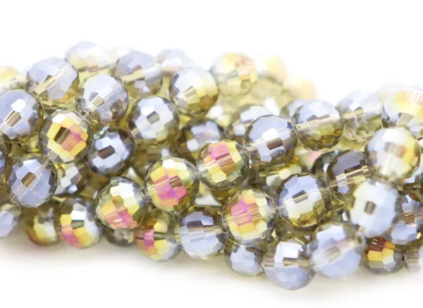 FACETED ELECTROPLATED ROUNDED CRYSTAL 10MM 36 BEADS