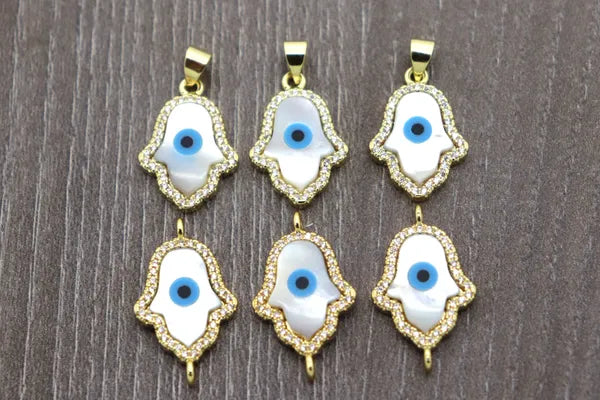 Hamsa Hand Evil Eye Connector or Pendant