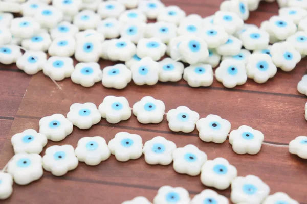 Ceramic White Evil Eye Beads