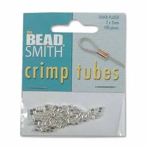 TUBE CRIMP 2X2MM GOLD & SILVER PLATE- CD/100