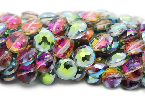 ROUND ELECTROPLATED FACETED CRYSTAL 10X10MM