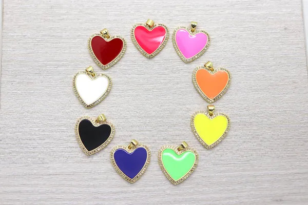 Colorful Micro-pave Heart Pendant