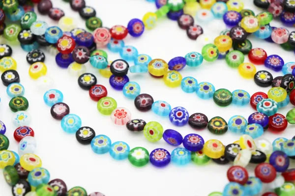 Millefiori Flower Lampworked Glass Beads