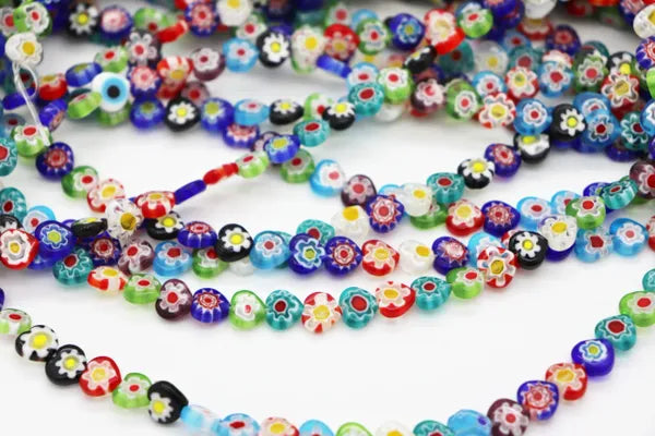 Millefiori Flower Lampworked Glass Beads