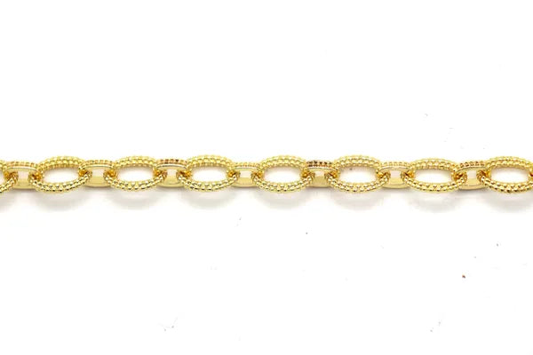 GOLD PLATED 18KT TEXTURED OVAL CHAIN 14MM | ONE FOOT