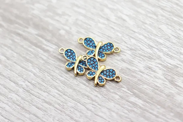 Micro Pave Turquoise Butterfly Connector