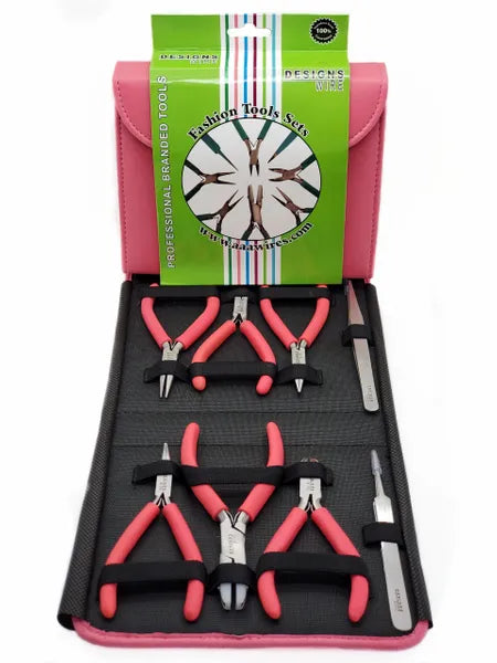 DESIGNS WIRE- FASHION COLOR PLIER SET &, CLUTCH- Turquoise/ Violet/ Bubblegum.