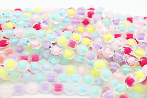 Frosted and Glossy Acrylic Beads / One strand 16" inches